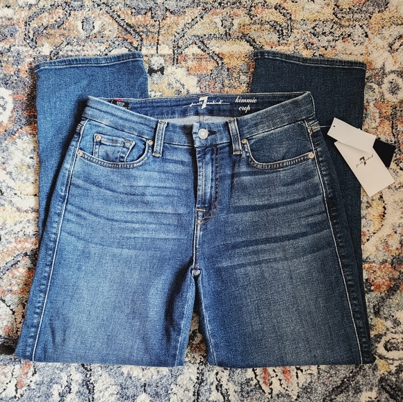 7 for all mankind kimmie high rise cropped jeans size 29 - Picture 6 of 16